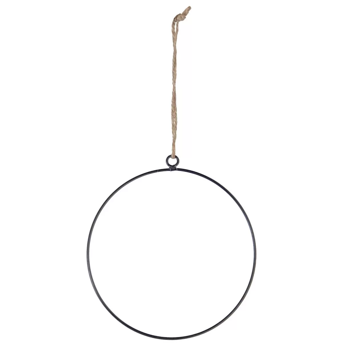 Decoración De Otoño | Decoración De Verano>DecoWoerner Anillo De Metal Deco Con Percha De Cuerda De Yute 20 Cm Ø negro