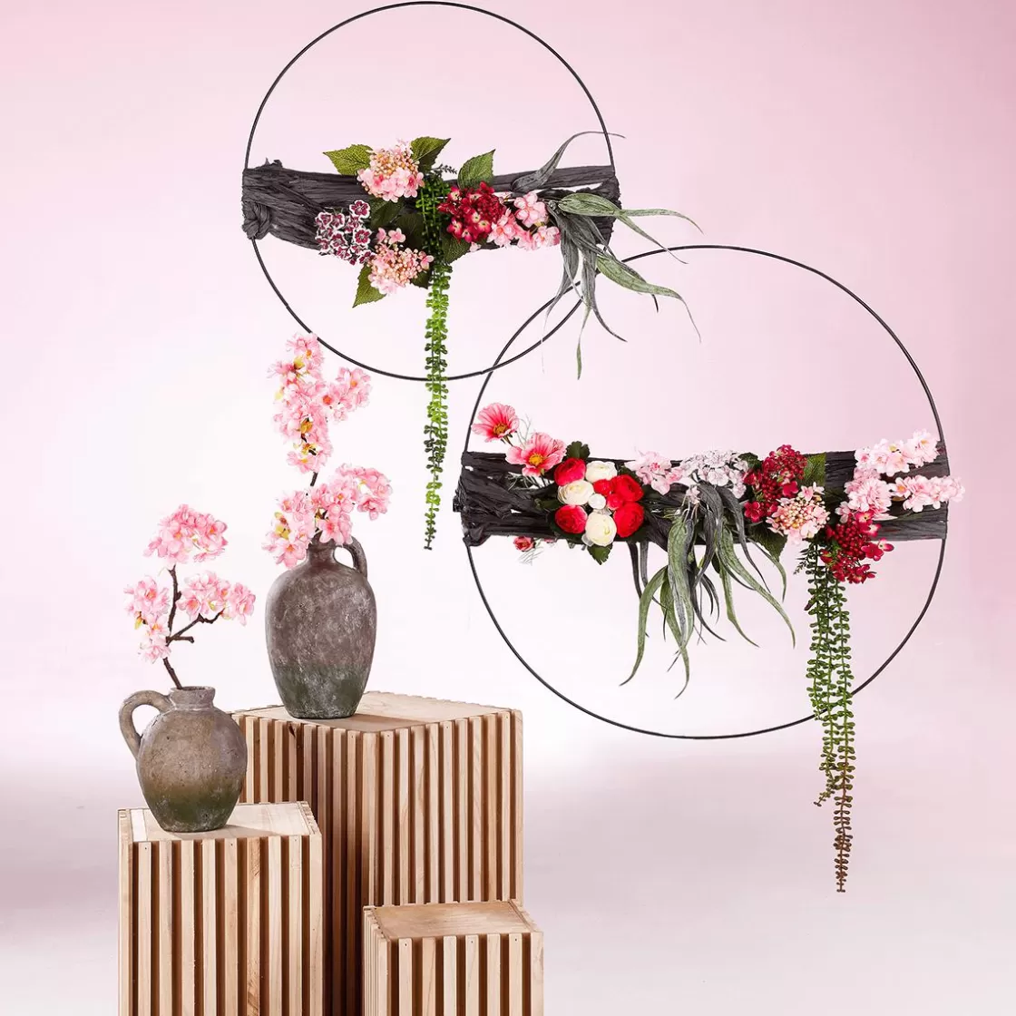Ayudas Y Herramientas De Decoración | Decoración De Otoño>DecoWoerner Anillo Decorativo De Metal, Ø 100 Cm negro