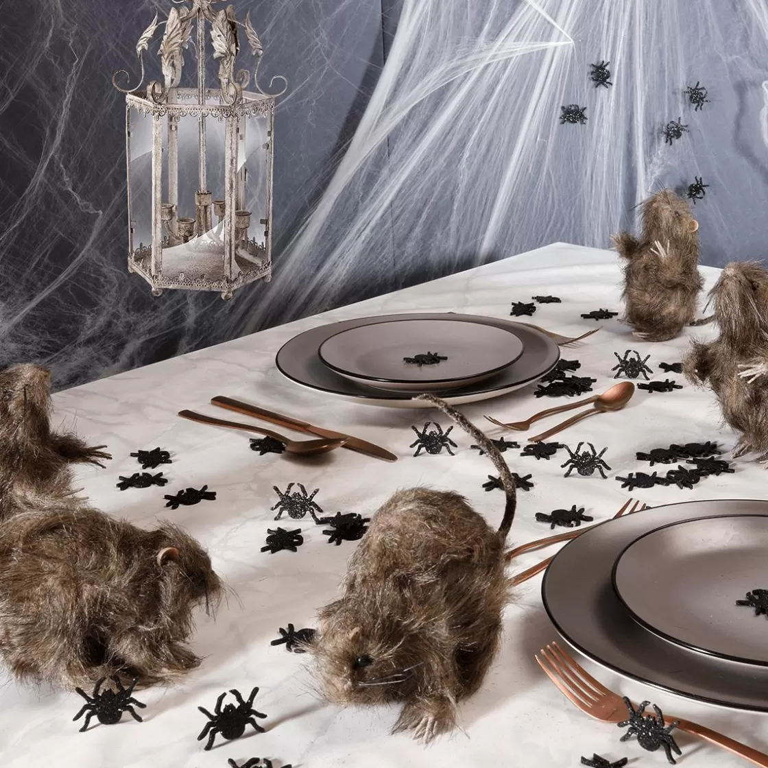Decoración De Animales | Decoración Dispersa>DecoWoerner Arañas Decorativas Con Purpurina 72 Unidades En negro