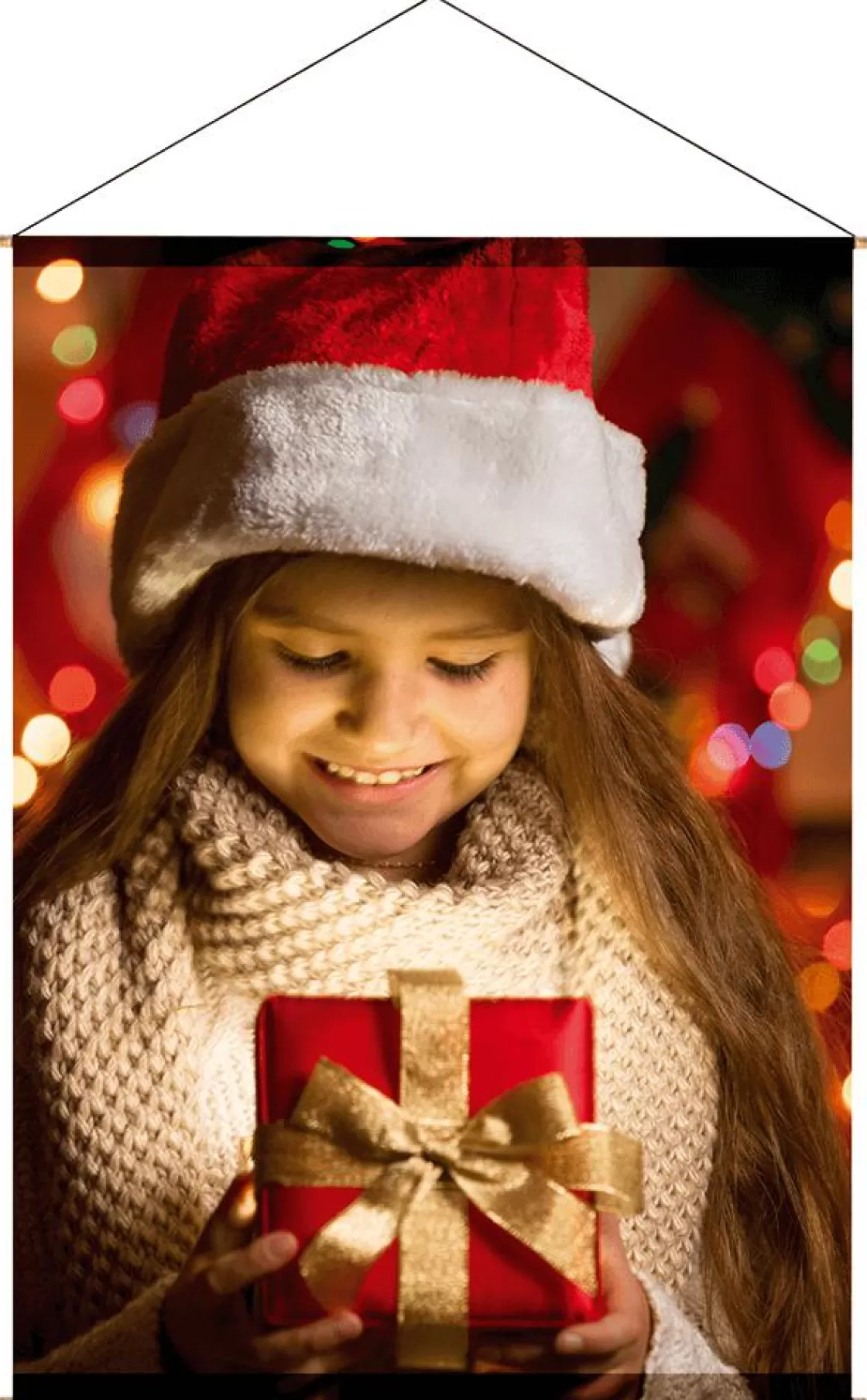 Pancartas De Navidad E Invierno | Bandera De Navidad>DecoWoerner Bandera De Tela Ignífuga "Niña Con Regalo De Navidad" Tela De Bandera 100 X 140 Cm rojo