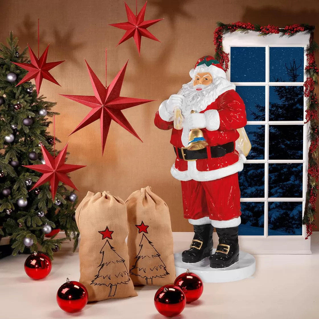 Bolas De Navidad>DecoWoerner Bolas De Navidad Rojas Y Brillantes De Plástico Ignífugo 6 Cm Ø - 24 Piezas rojo