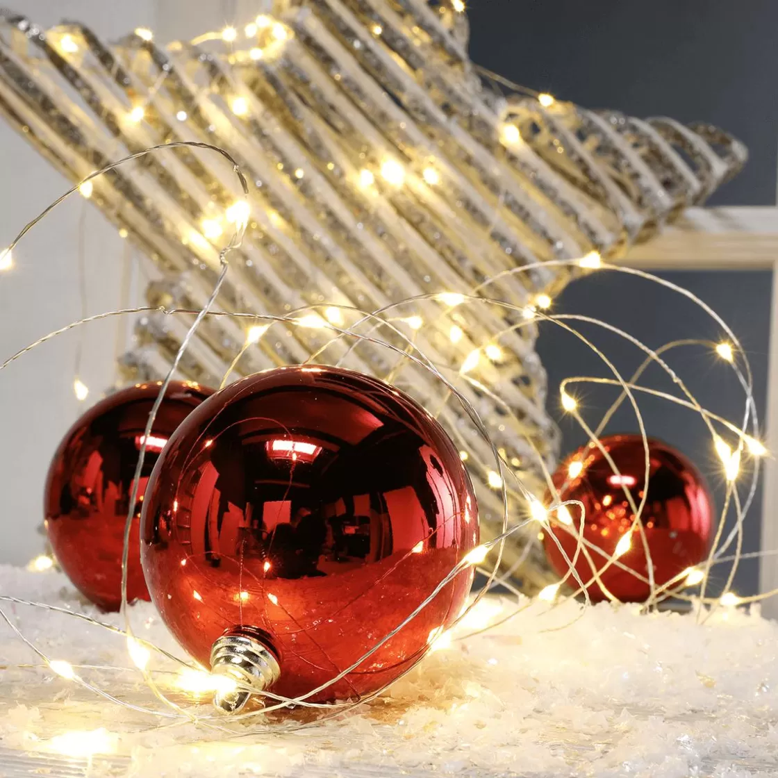 Bolas De Navidad>DecoWoerner Bolas De Navidad Rojas Y Brillantes De Plástico Ignífugo 6 Cm Ø - 24 Piezas rojo