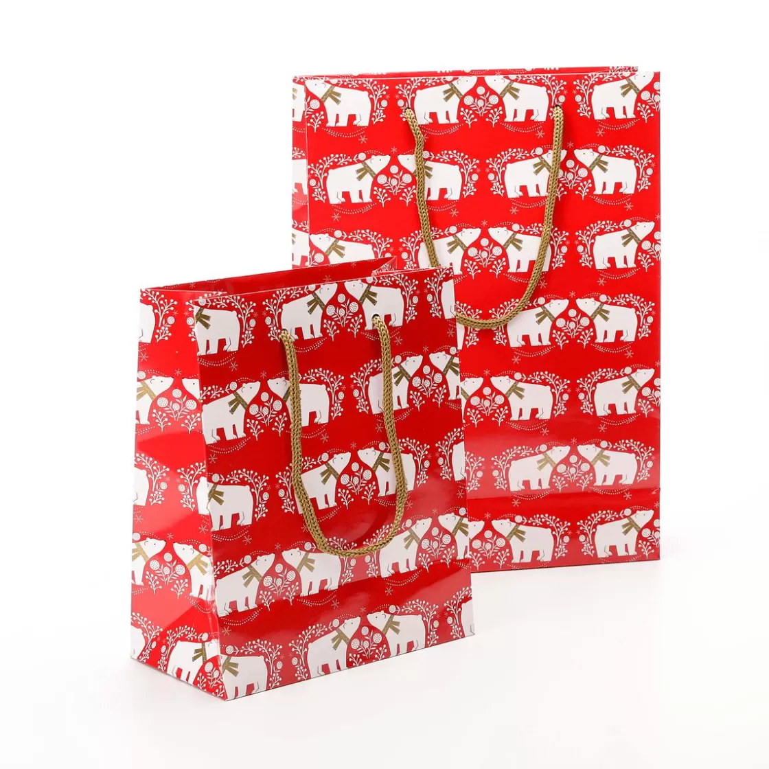 Bolsas De Regalo Y Bolsas Portátiles>DecoWoerner Bolsa De Regalo Oso Polar Pack De 12 23 X 19 X 10 Cm, 150 Gr/m rojo