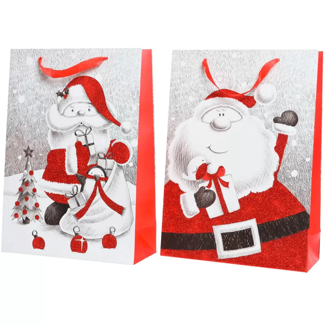 Bolsas De Regalo Y Bolsas Portátiles>DecoWoerner Bolsa De Regalo "Papel De Navidad" Juego De 6 Piezas De 48 Cm De Altura rojo