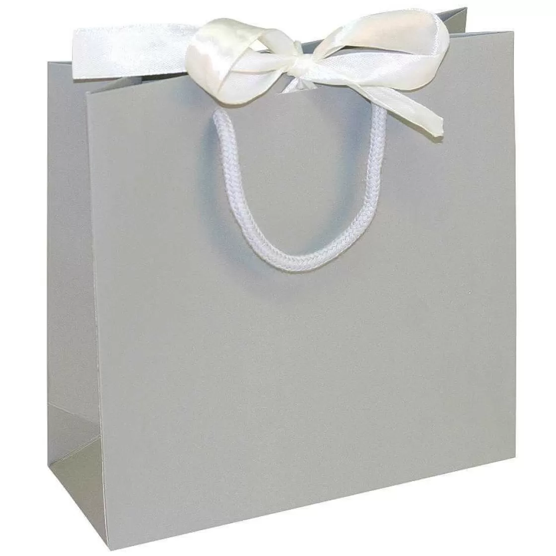 Bolsas De Regalo Y Bolsas Portátiles>DecoWoerner Bolsas De Regalo, 20 X 20 X 8 Cm, 25 Piezas, 200 G/ M², Con Lazo De Raso A Juego Gris