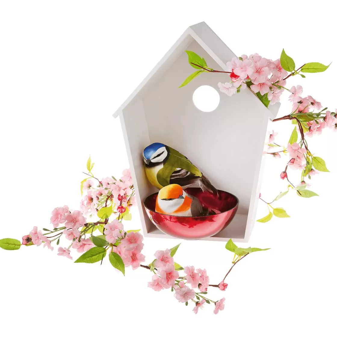 Decoración De Primavera>DecoWoerner Cabaña Para Pájaros Decorativa Longitud 40 Cm blanco