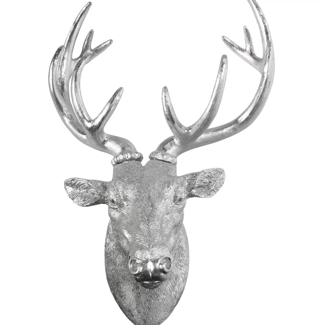 Decoración De Otoño>DecoWoerner Cabeza De Ciervo Decorativa Para Pared Anchura 45 Cm plata