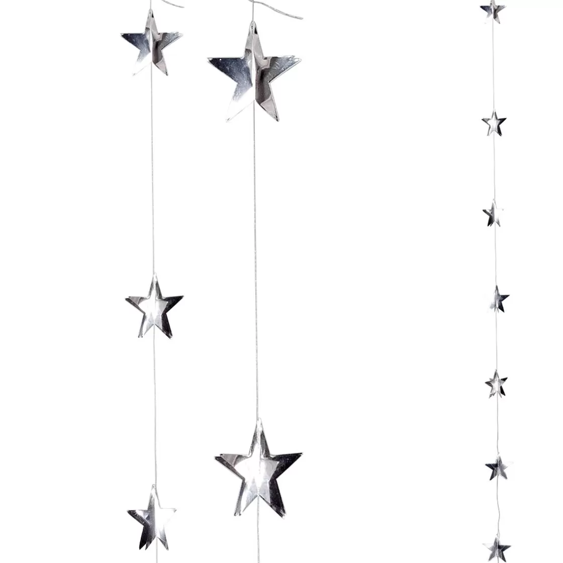 Estrella De Navidad>DecoWoerner Cadena De Estrellas De Plástico Ø 15 Cm, 200 Cm plata
