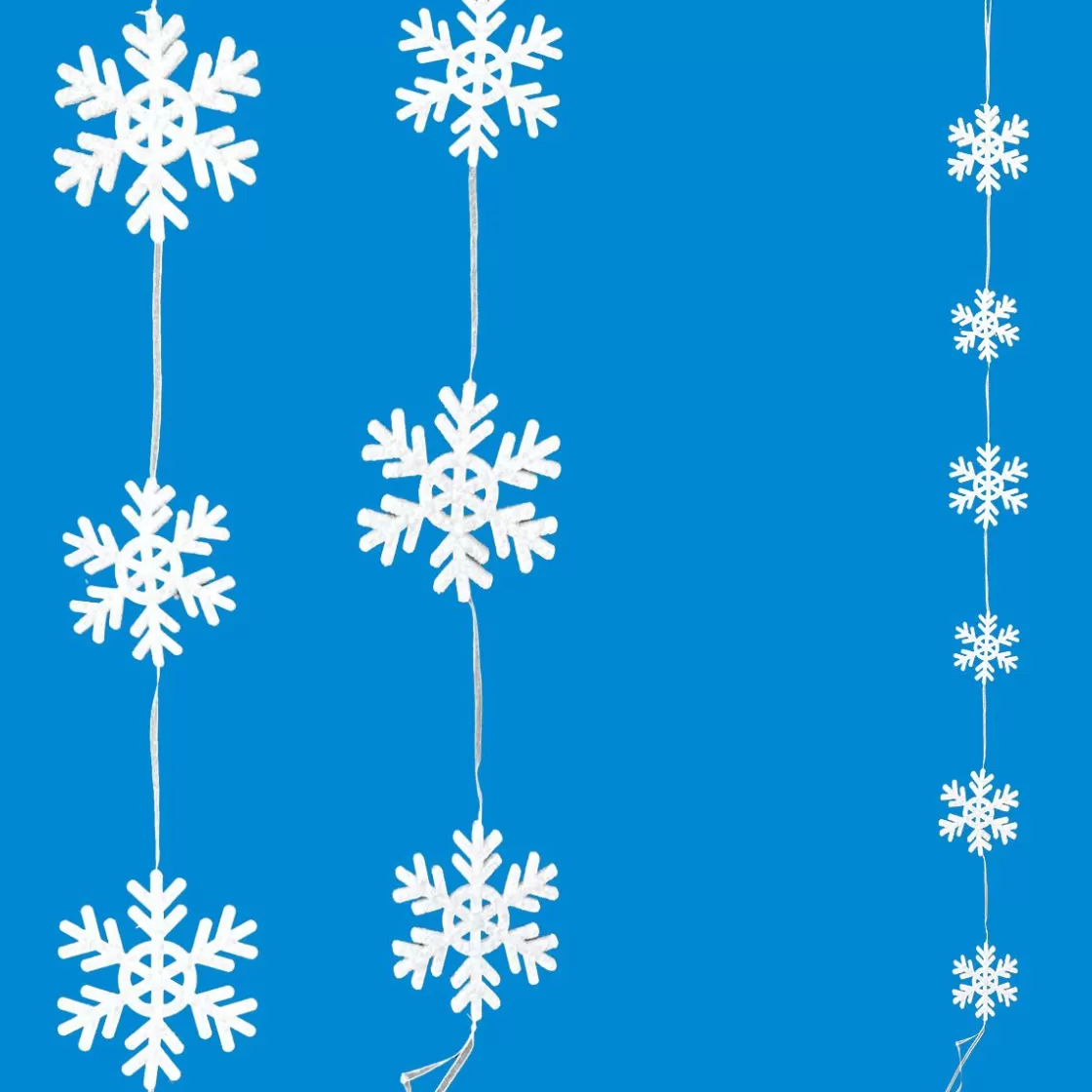 Decoración De Invierno>DecoWoerner Cadena Decorativa Copos De Nieve 150 Cm blanco