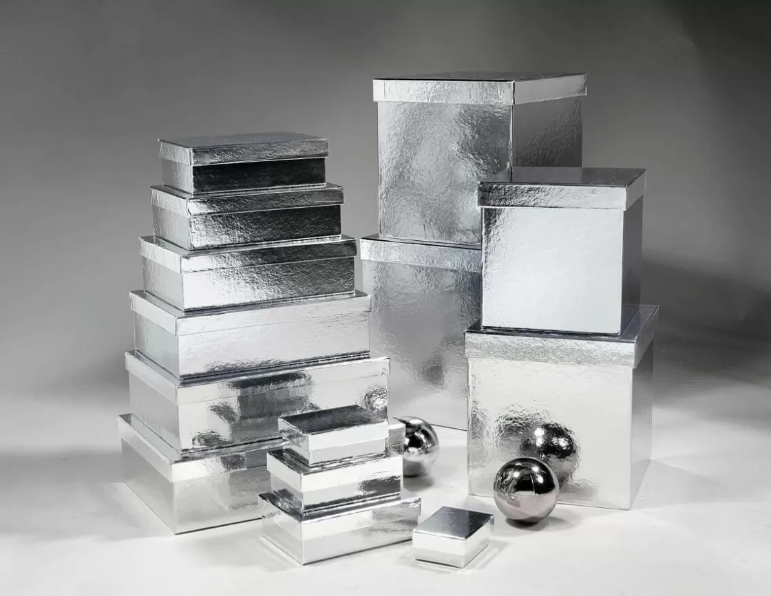 Cajas De Regalo>DecoWoerner Cajas De Cartón De Regalo, Color Plateado, 4 Pz. plata