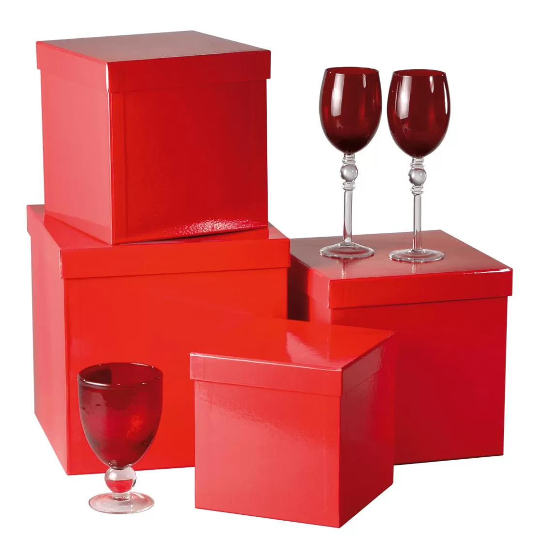 Cajas De Regalo>DecoWoerner Cajas De Cartón De Regalo, Color , 4 Pz. rojo