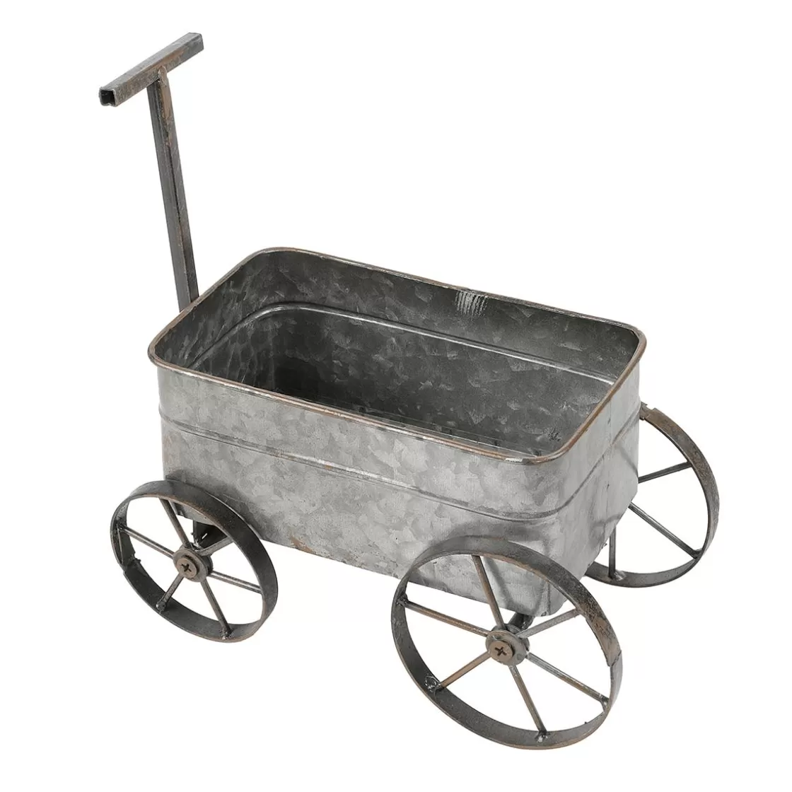 Decoración De Primavera>DecoWoerner Carrito Decorativo De Metal Para Tirar 47 Cm plata