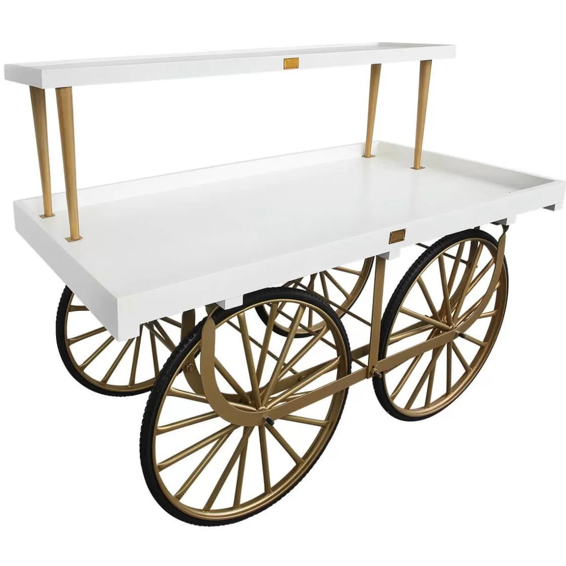 Expositores Para Tiendas>DecoWoerner Carro De Mercado Completo Con Base Dorado, Cuerpo Blanco Y Tapa De Madera oro