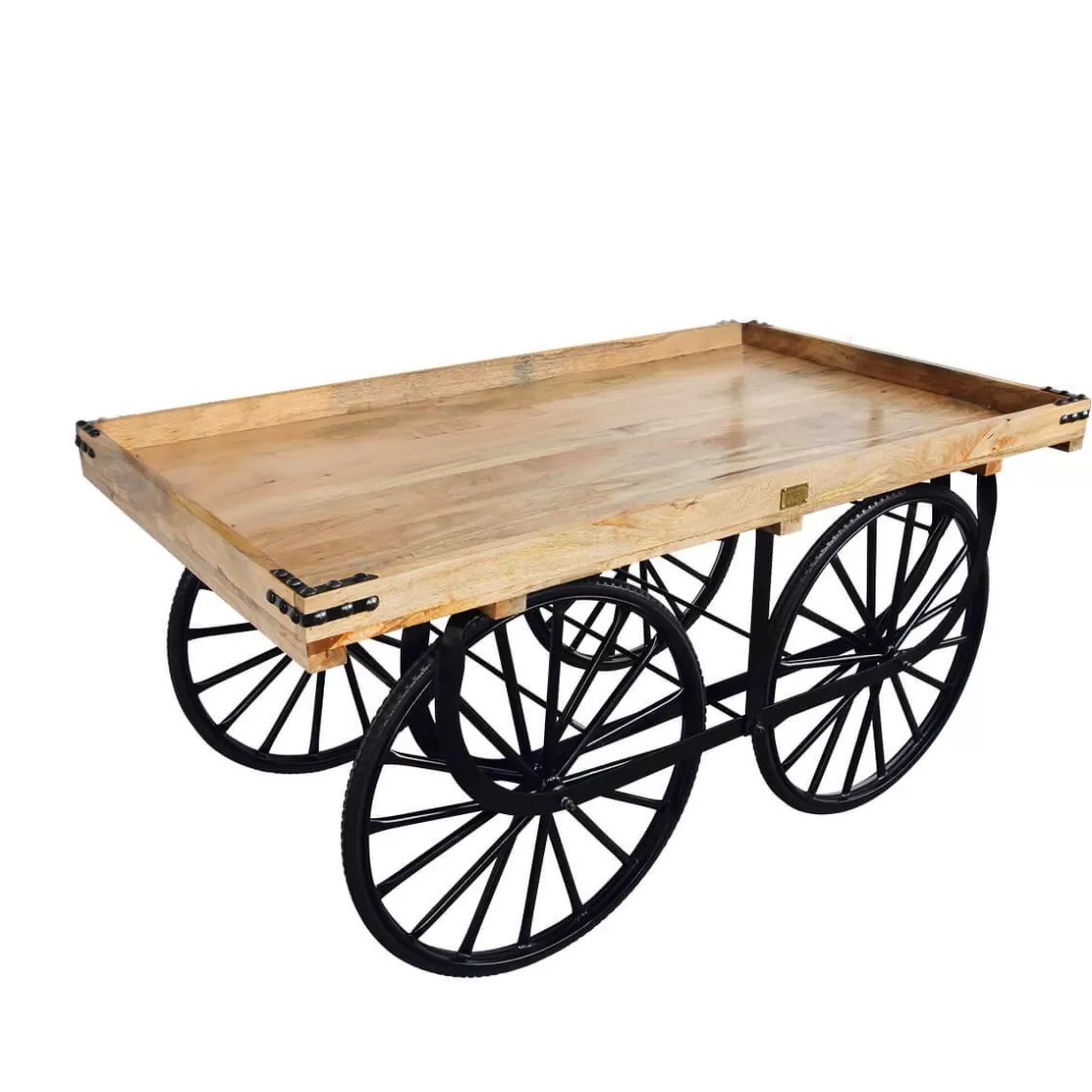 Decoración Temática>DecoWoerner Carro De Mercado Con Base Y Tapa De Madera De Mango negro