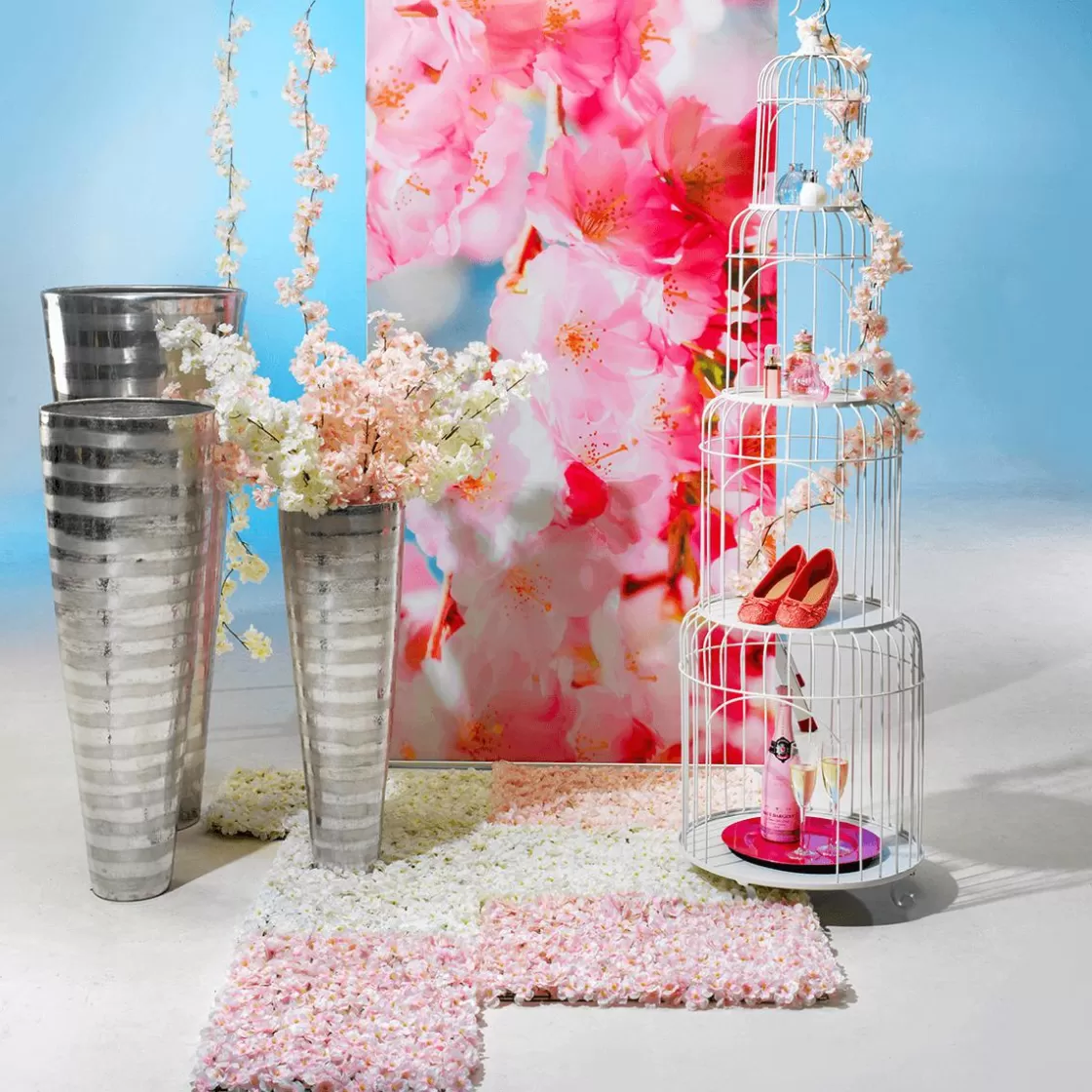 Decoración De Primavera | Pancartas De Primavera>DecoWoerner Cartel De Tela Ignífuga "flores De Cerezo " De Tela De Bandera 100 X 200 Cm rosa
