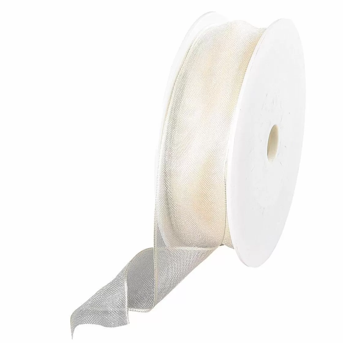 Cintas De Regalo>DecoWoerner Cinta De Chifón Con Alambre, Color Crema, Anchura 25 Mm blanco
