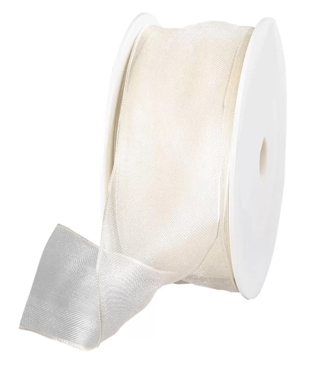 Cintas De Regalo>DecoWoerner Cinta De Chifón Con Alambre, Color Crema, Anchura 40 Mm blanco