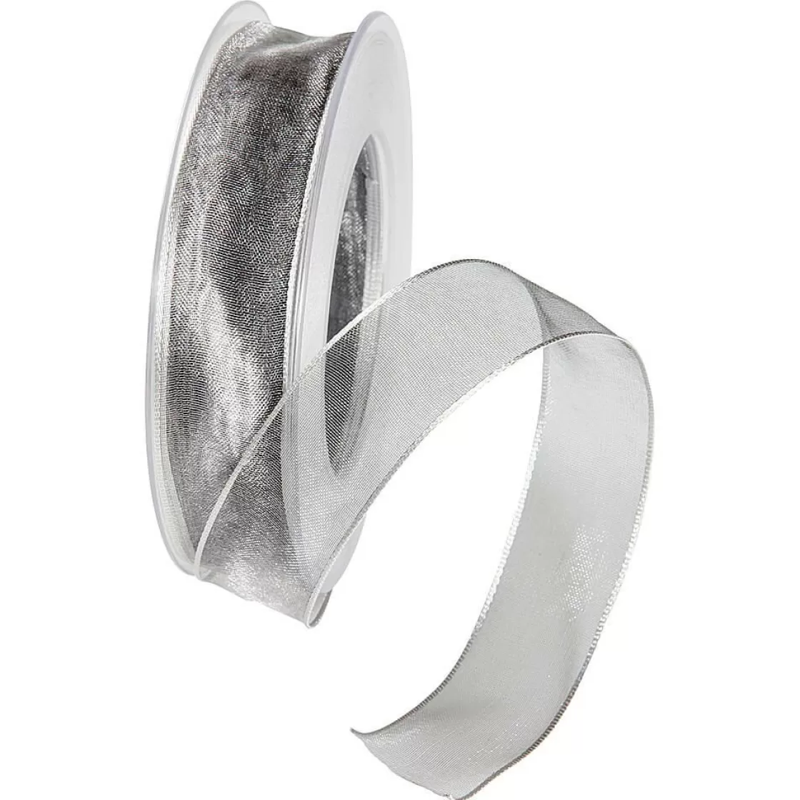 Cintas De Regalo>DecoWoerner Cinta De Chifón Con Alambre, Color Plateado, Anchura 25 Mm plata