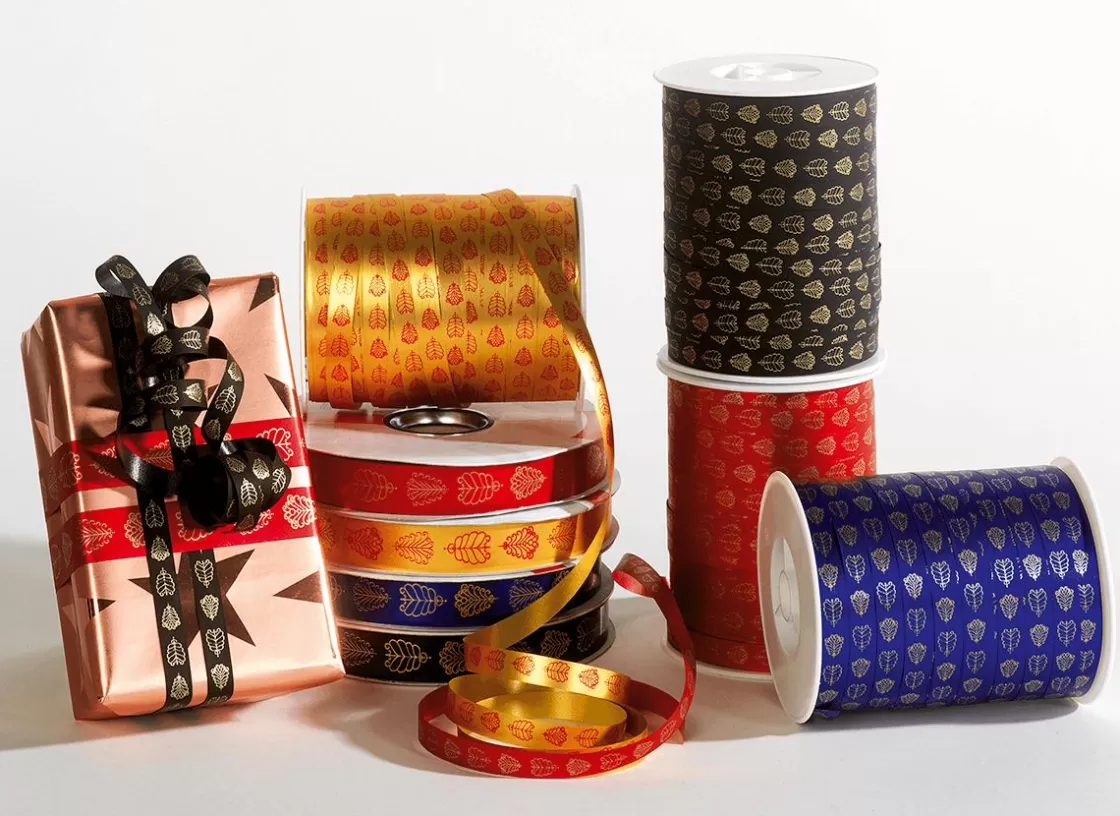 Cintas De Regalo>DecoWoerner Cinta De Poliéster "Ornamento De Hojas", 19 Mm, oro