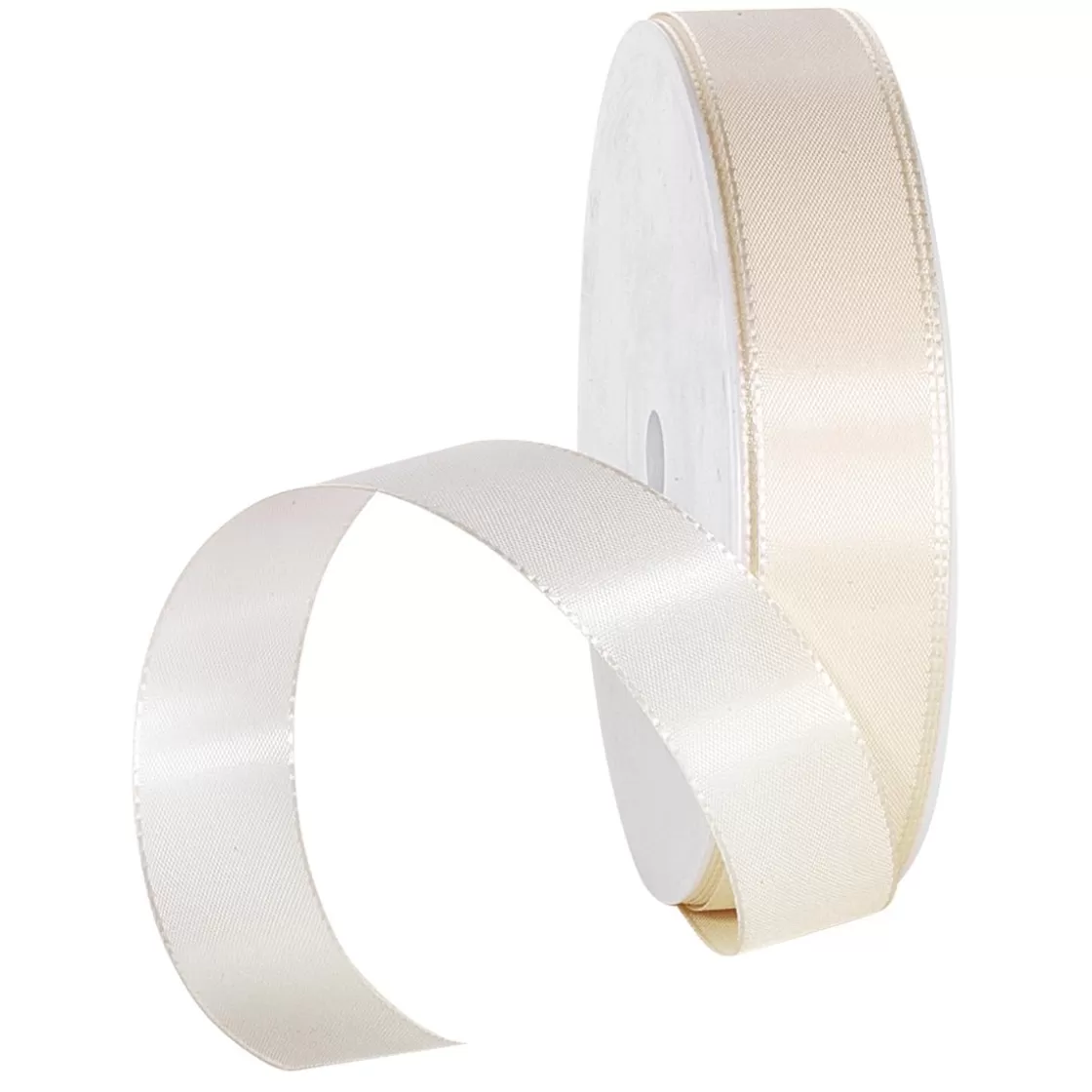 Cintas De Regalo>DecoWoerner Cinta De Tafetán Con Orillo 25 Mm, 50 M, Crema blanco