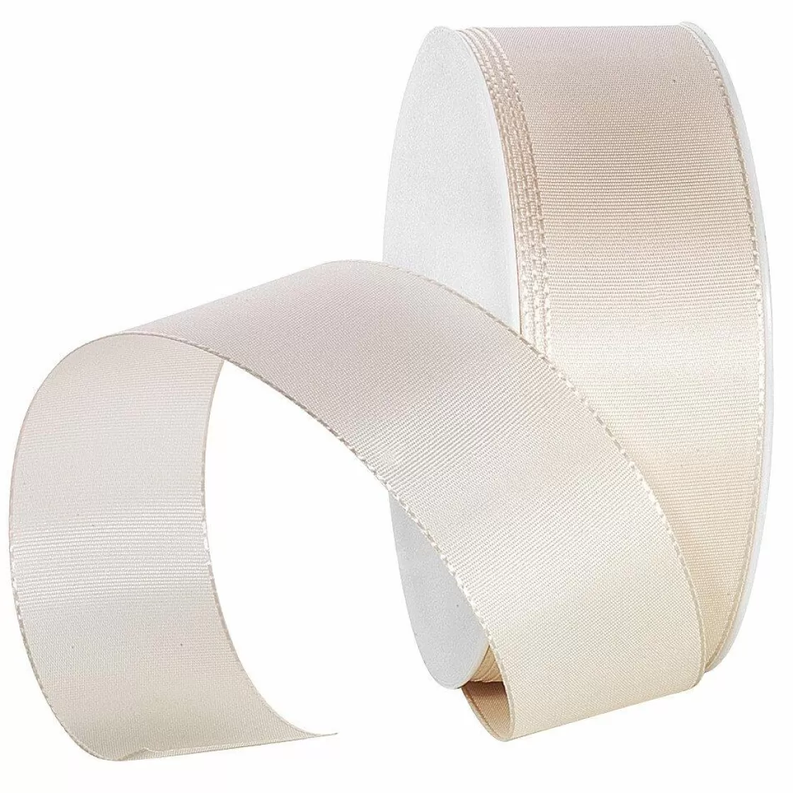 Cintas De Regalo>DecoWoerner Cinta De Tafetán Con Orillo 40 Mm, 50 M, Crema blanco