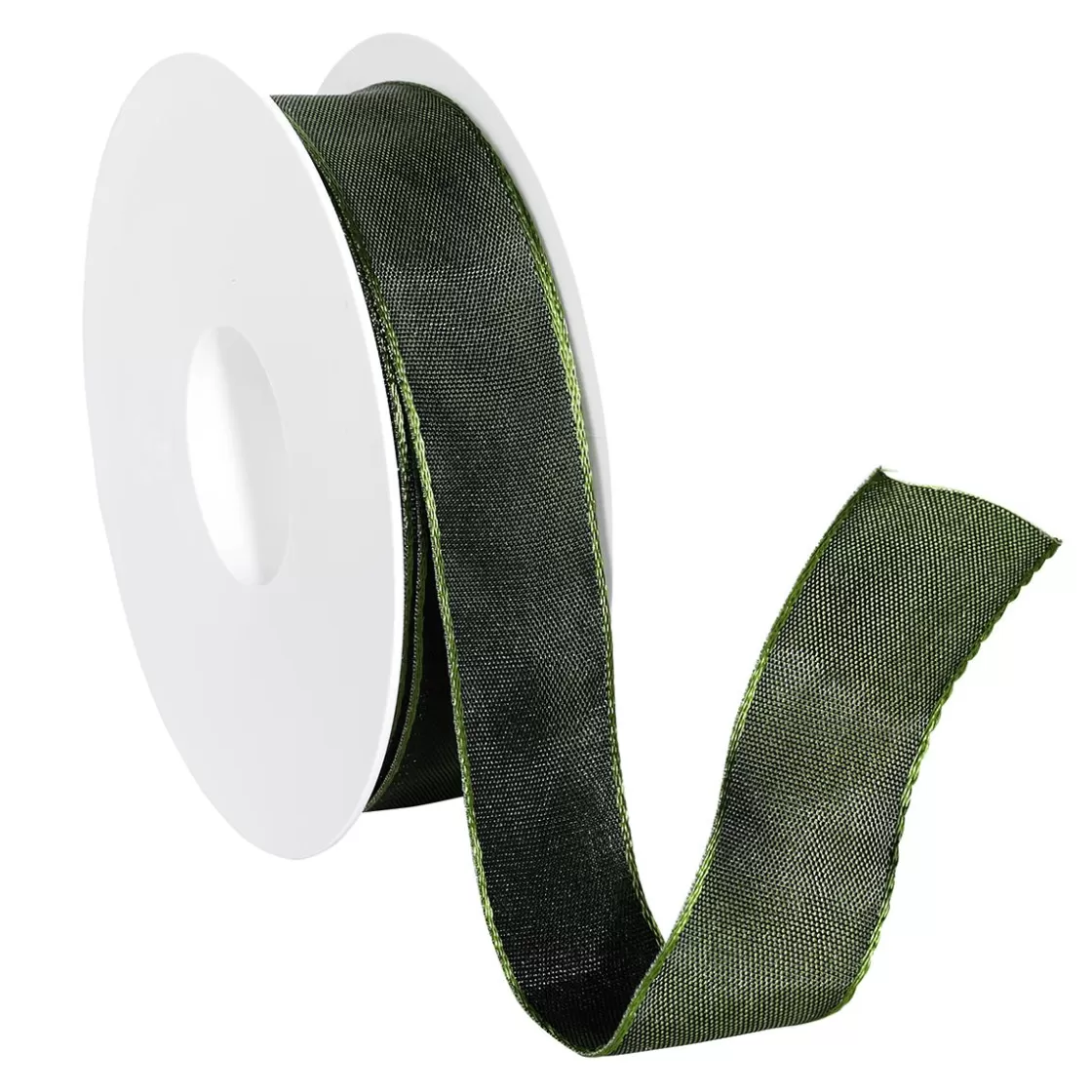 Cintas De Regalo>DecoWoerner Cinta De Tela Con Borde De Alambre, Oscuro, Anchura 25 Mm verde