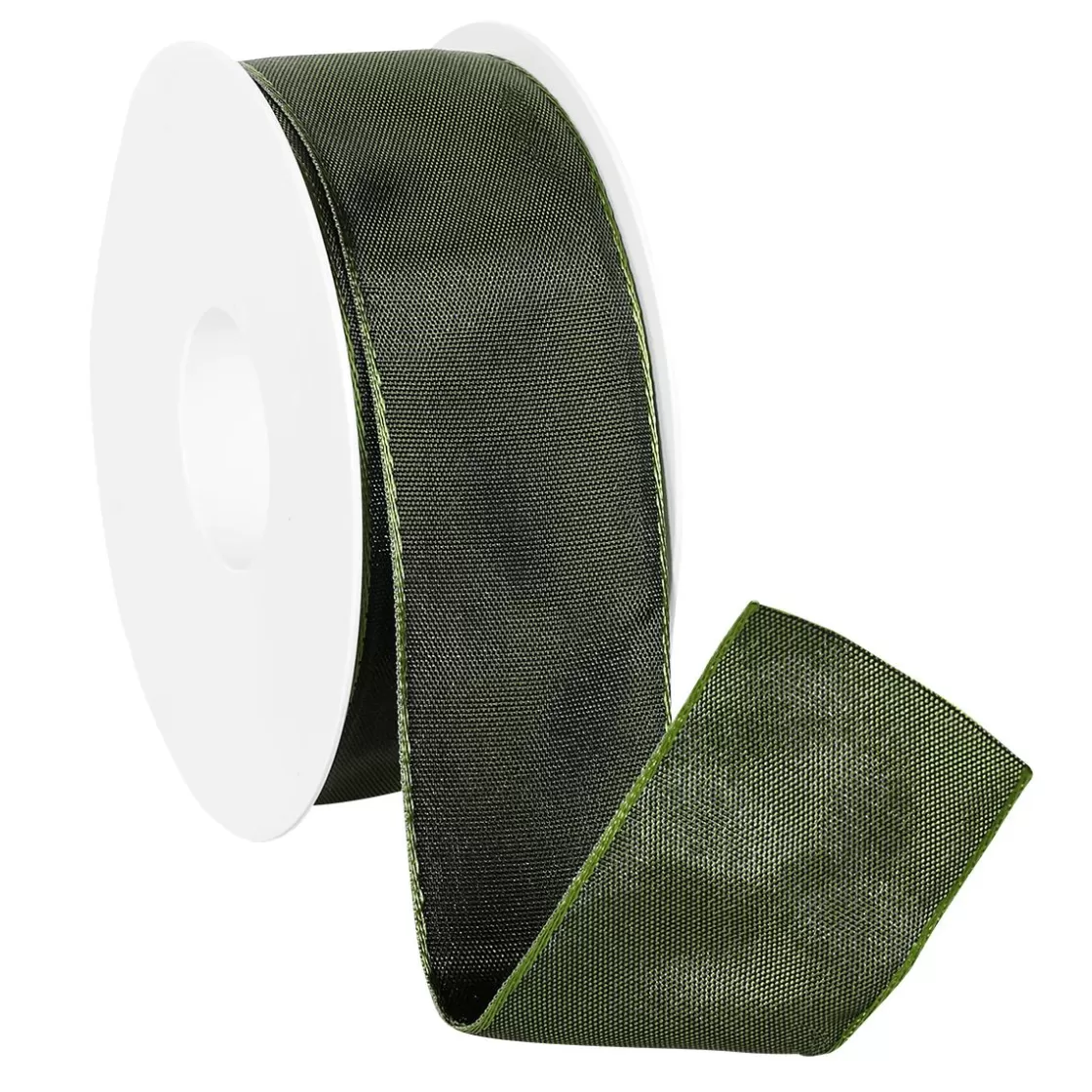 Cintas De Regalo>DecoWoerner Cinta De Tela Con Borde De Alambre, Oscuro, Anchura 40 Mm verde