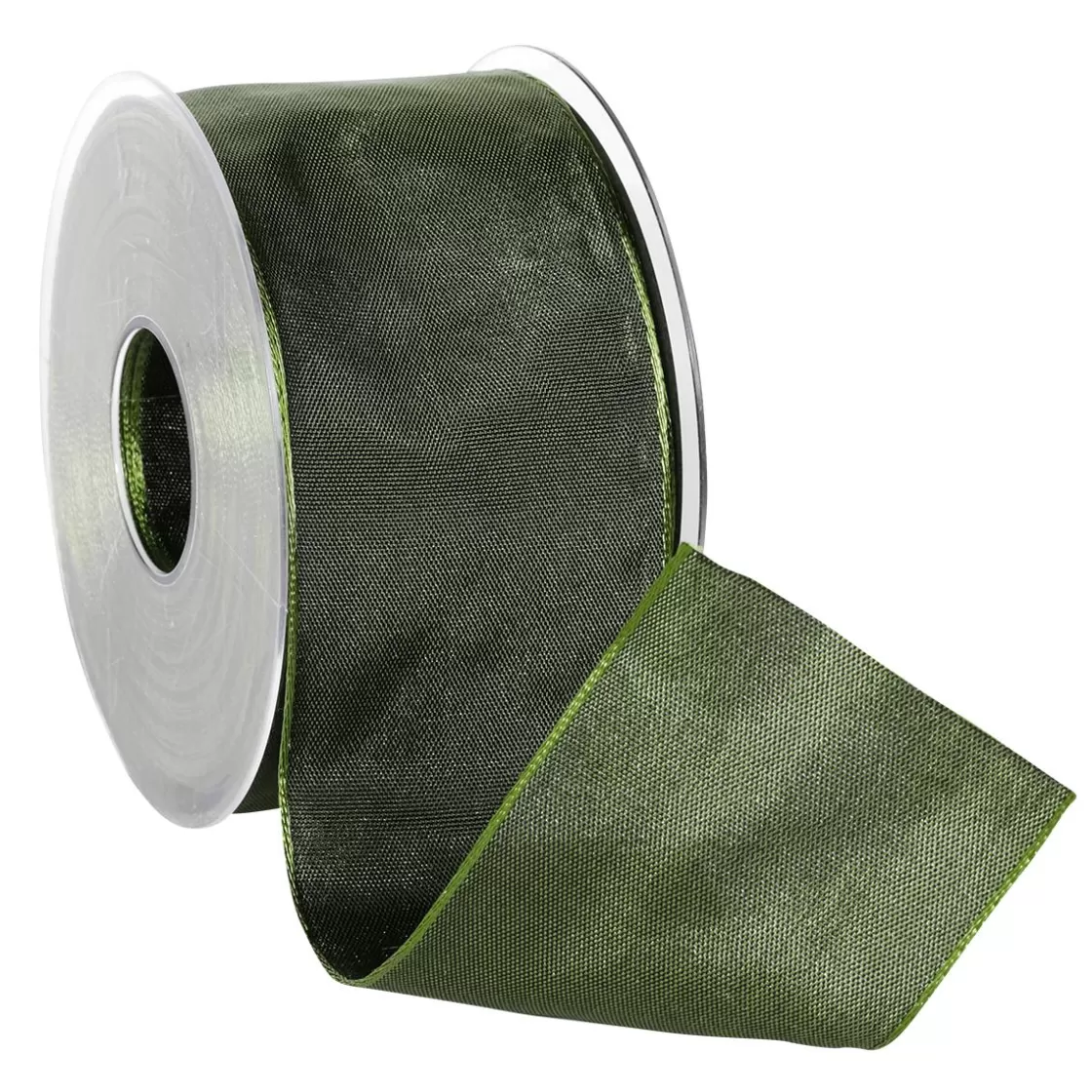 Cintas De Regalo>DecoWoerner Cinta De Tela Con Borde De Alambre, Oscuro, Anchura 60 Mm verde