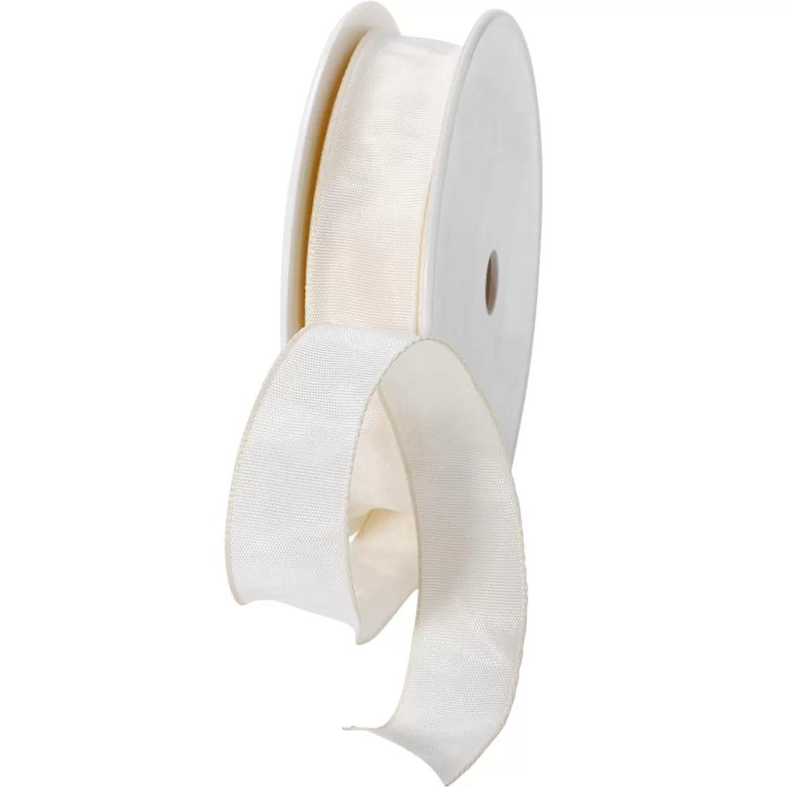 Cintas De Regalo>DecoWoerner Cinta De Tela Con Bordes De Alambre, Color Crema, Anchura 25 Mm blanco