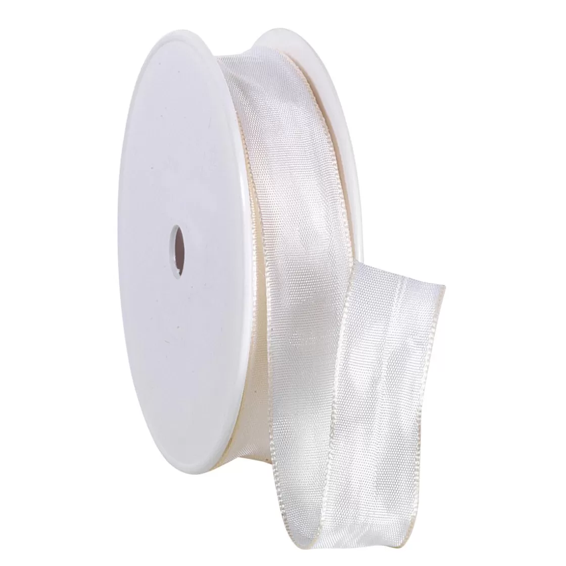 Cintas De Regalo>DecoWoerner Cinta De Tela Con Bordes De Alambre, Color Crema, Anchura 25 Mm blanco