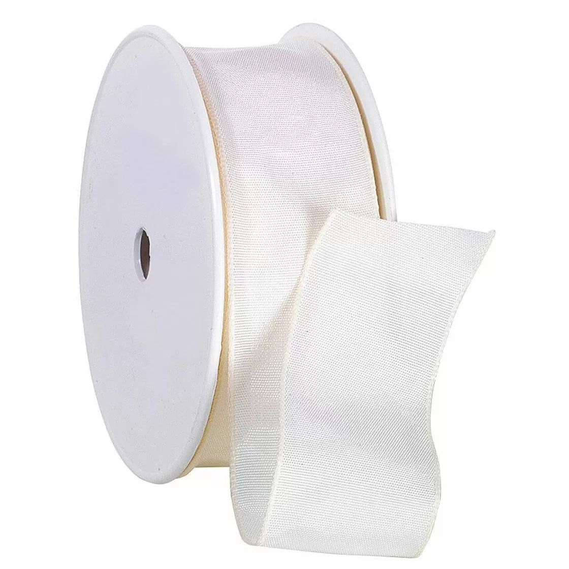 Cintas De Regalo>DecoWoerner Cinta De Tela Con Bordes De Alambre, Color Crema, Anchura 40 Mm blanco