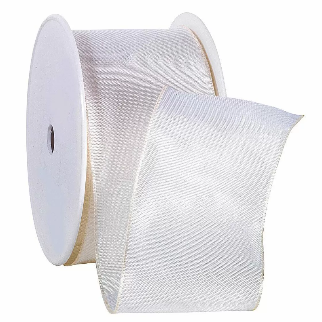 Cintas De Regalo>DecoWoerner Cinta De Tela Con Bordes De Alambre, Color Crema, Anchura 60 Mm blanco