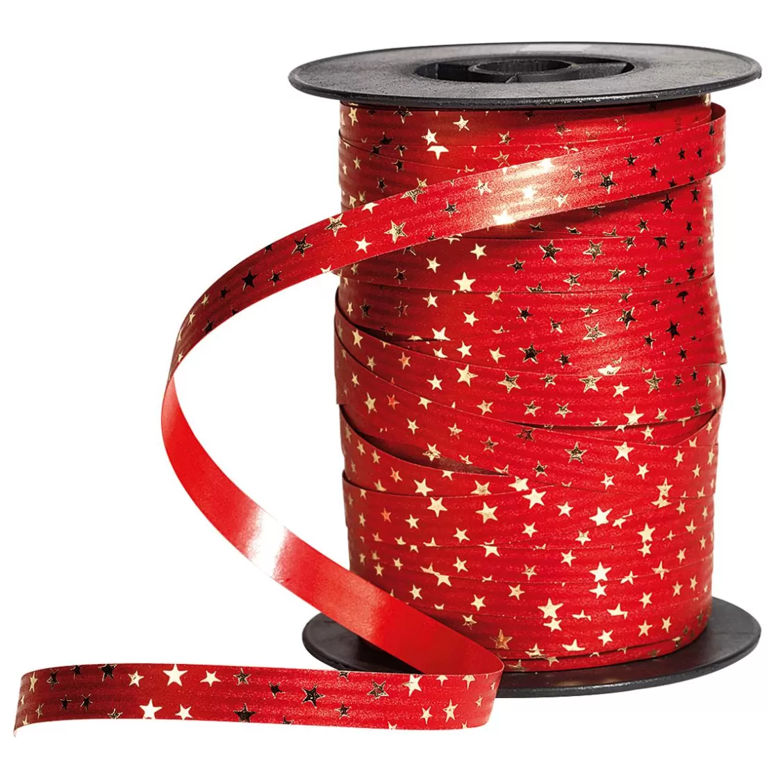 Cintas De Regalo>DecoWoerner Cinta Rizada De Poliéster "Estrellas", 10 Mm, 100 M, rojo
