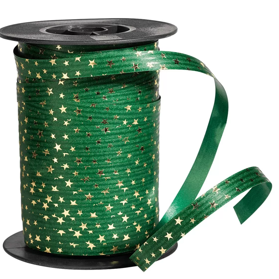 Cintas De Regalo>DecoWoerner Cinta Rizada De Poliéster "Estrellas", 10 Mm, 100 M, Abeto verde