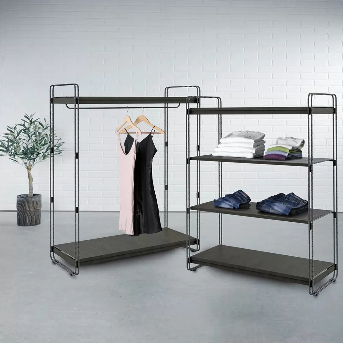 Percheros>DecoWoerner Compartimento Central LOFT, Con Barra De Colgar, 124 X 153 Cm negro