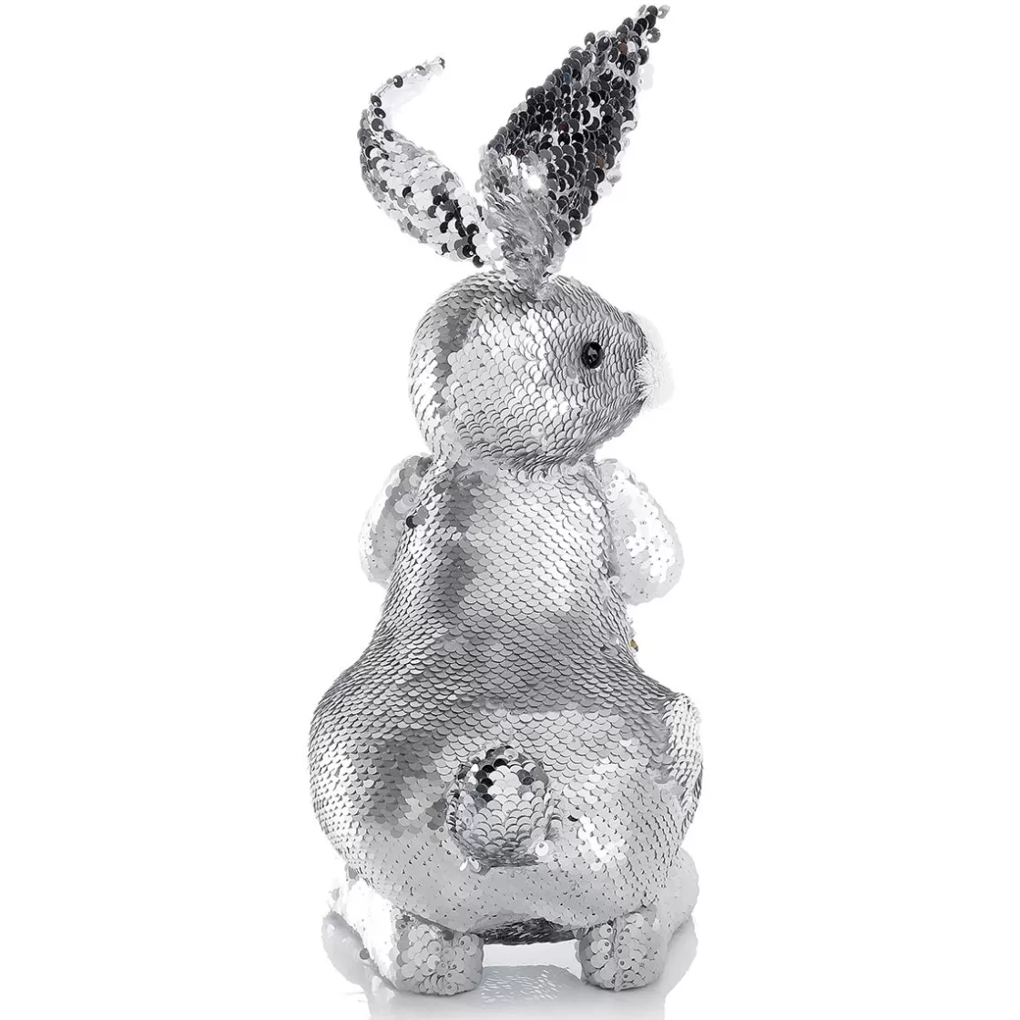 Decoración De Animales | Decoración De Pascua>DecoWoerner Conejo De Pascua Decorativo Con Lentejuelas Reversibles , 35 Cm plata
