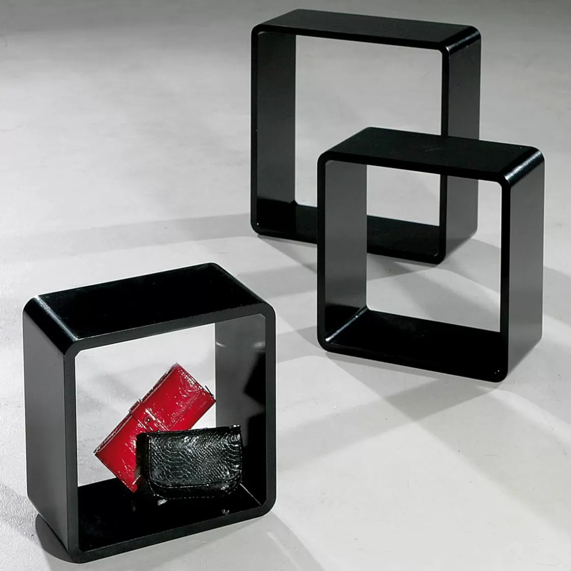Expositores Para Tiendas>DecoWoerner Conjunto De Estantes "Cubo" Color 3 Pz. negro