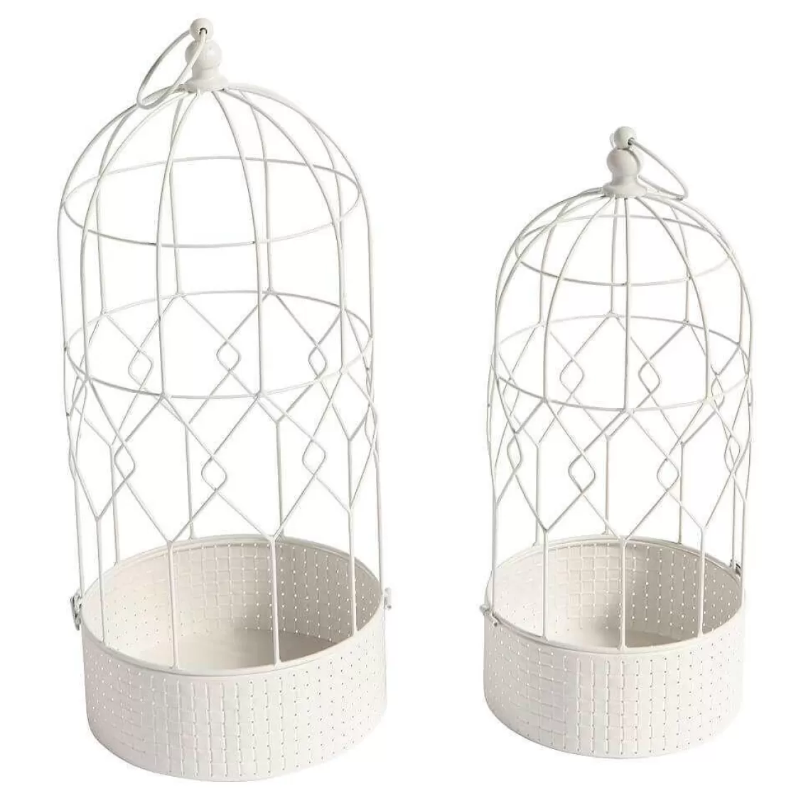 Decoración De Primavera>DecoWoerner Conjunto De Jaulas Para Pájaros Decorativas Blancas, Redondas blanco
