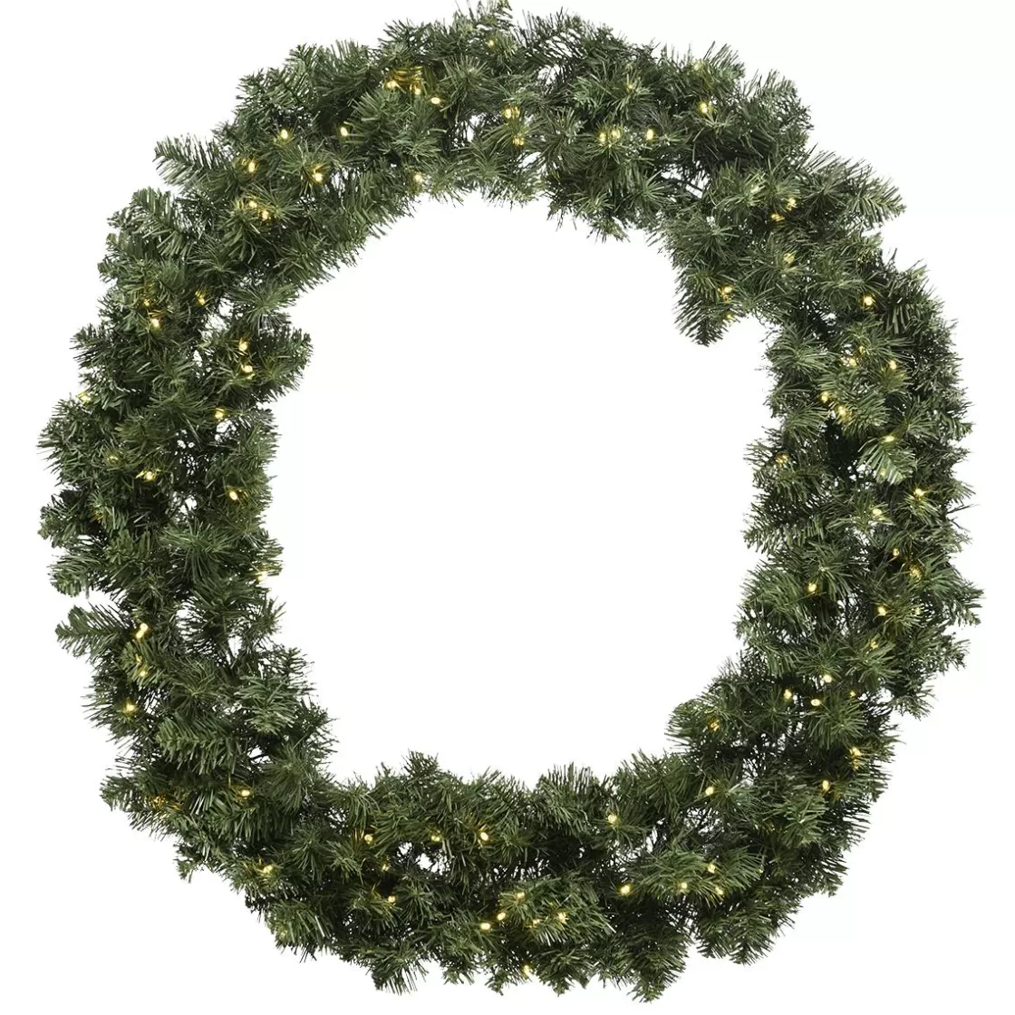 Coronas De Navidad>DecoWoerner Corona De Abeto Artificial Con LED Blanco Cálido IP44, 60 Cm Ø verde