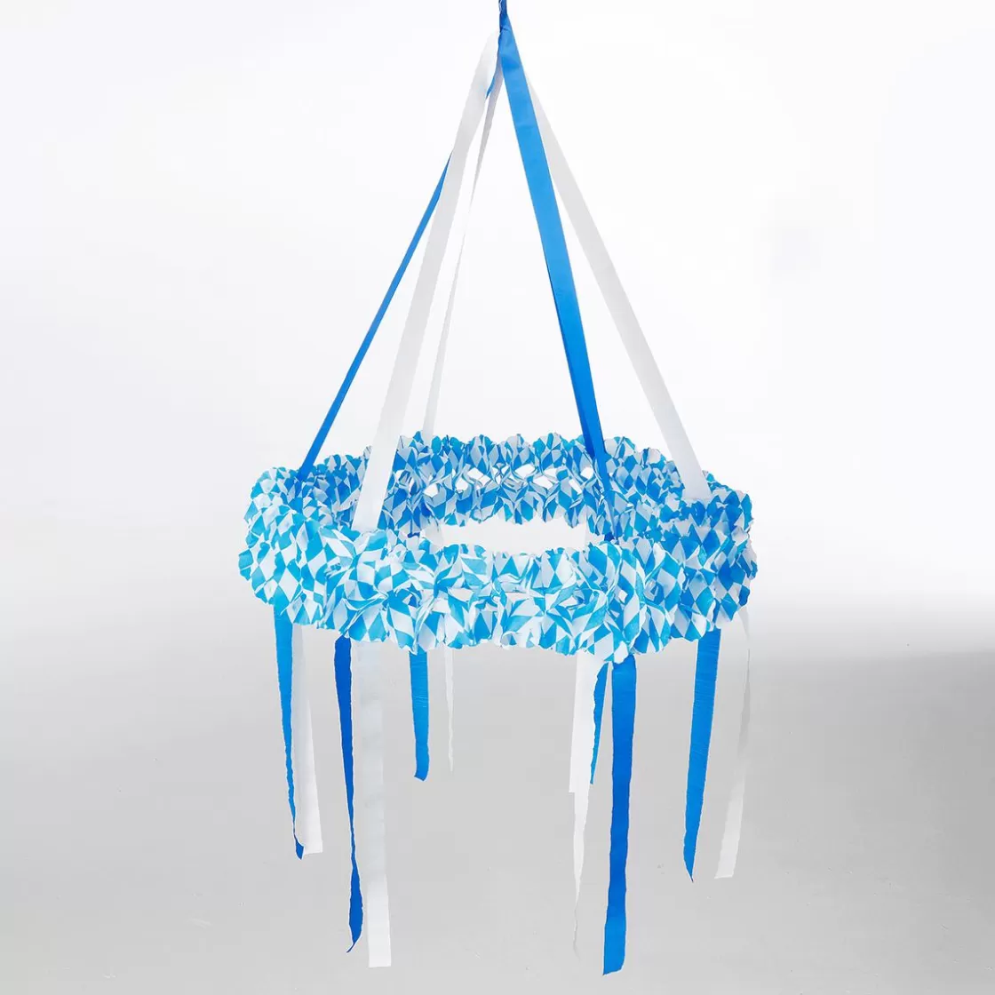 Decoración Temática>DecoWoerner Corona Decorativa Oktoberfest Con 6 Cintas Blanco 75 Cm Ø X 120 Cm Alto azul