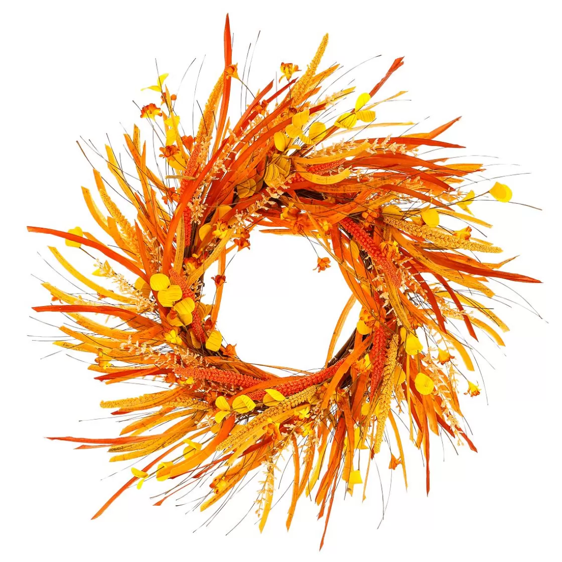 Decoración De Otoño | Ramos Y Coronas De Flores>DecoWoerner Corona Decorativa Otoñal XL "Autumn Mix" Ø 55 Cm Amarillo naranja