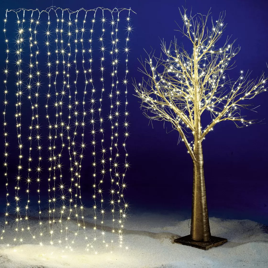 Luces De Navidad>DecoWoerner Cortina De Luces LED Con Alambre Para Exteriores, 300 LED, 150 X 200 Cm plata