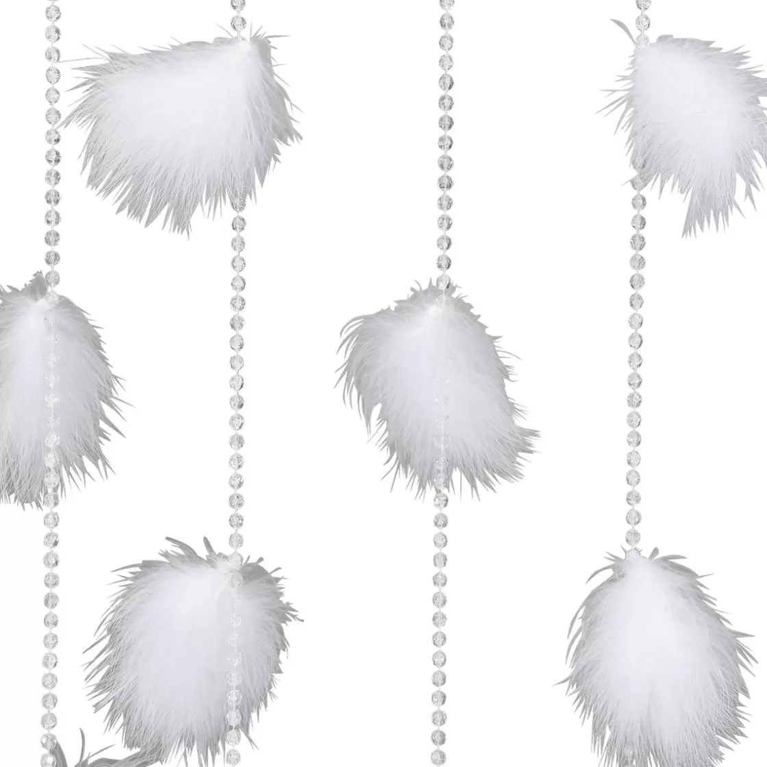 Decoración De Verano | Decoración De Primavera>DecoWoerner Cortina Decorativa Con Plumas, 190 X 90 Cm blanco