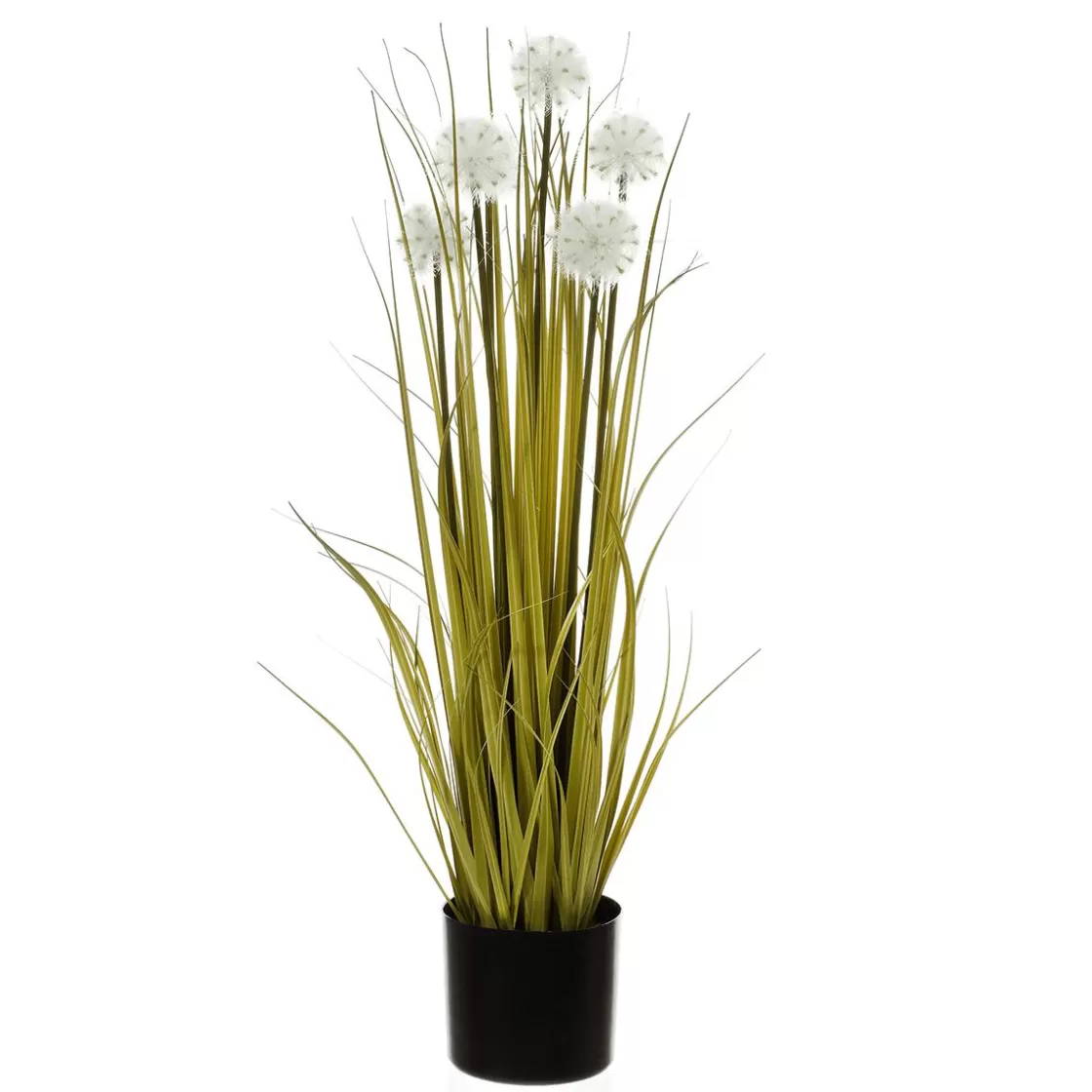 Hierba Decorativa>DecoWoerner Césped Artificial Con Dientes De León En Maceta Negra 85 Cm verde