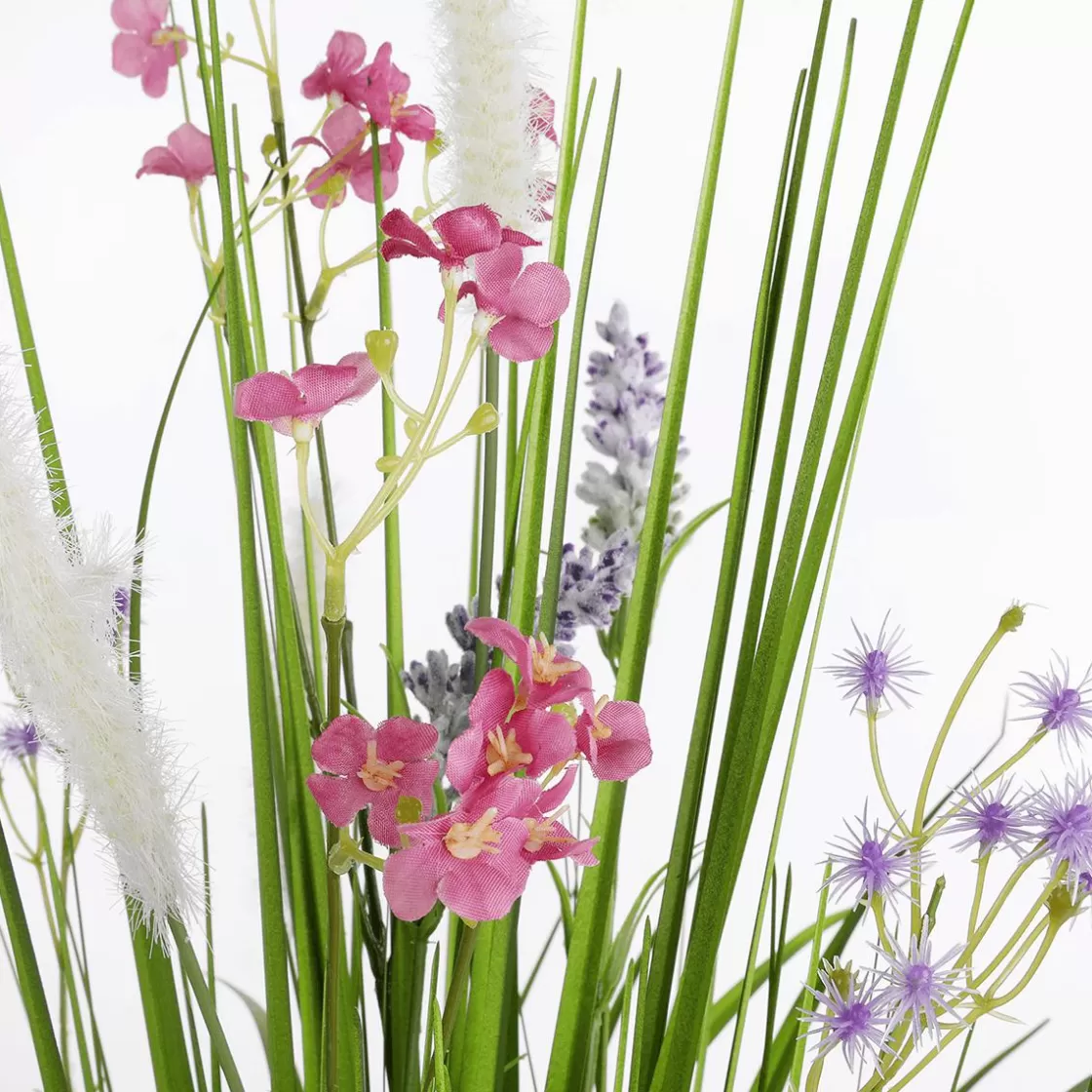 Decoración De Primavera | Hierba Decorativa>DecoWoerner Césped Artificial Decorativo Con Flores s 65 Cm rosa