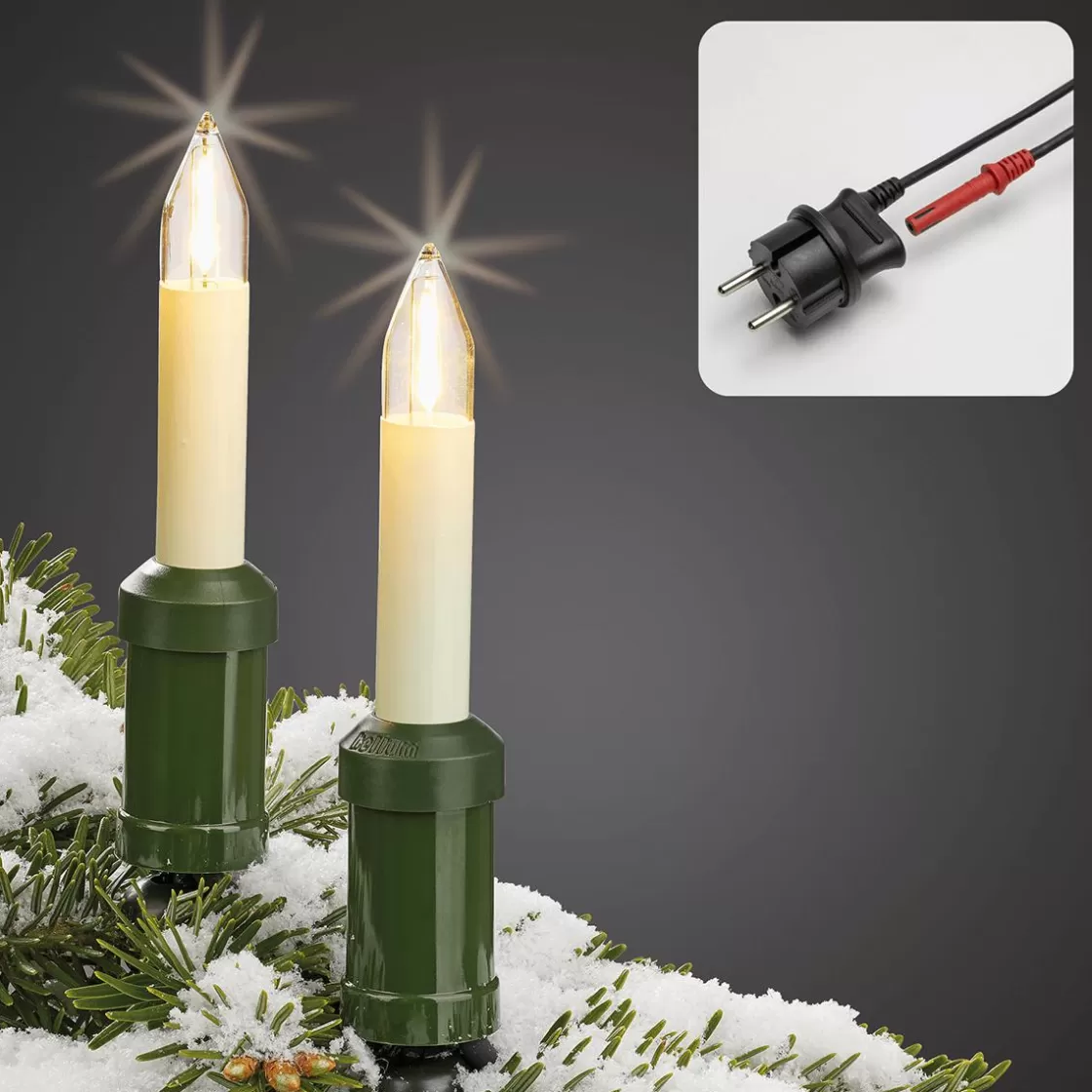 Luz Decorativa | Luces De Navidad>DecoWoerner Eje Velas Luz Cadena Para Interior Y Exterior 22 M verde