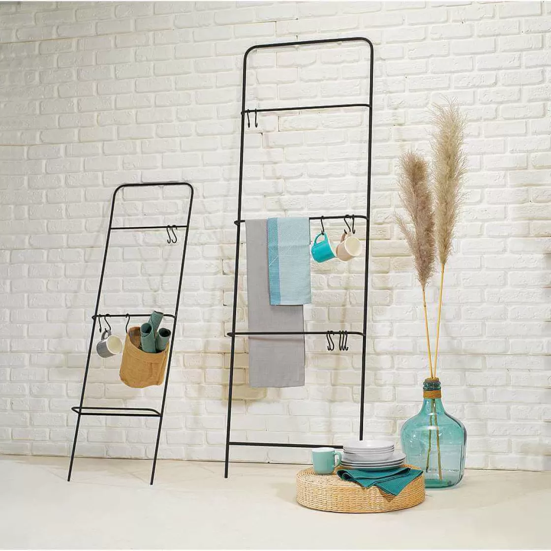 Expositores Para Tiendas>DecoWoerner Escalera Decorativa Con Soporte Universal, Longitud 193 Cm negro
