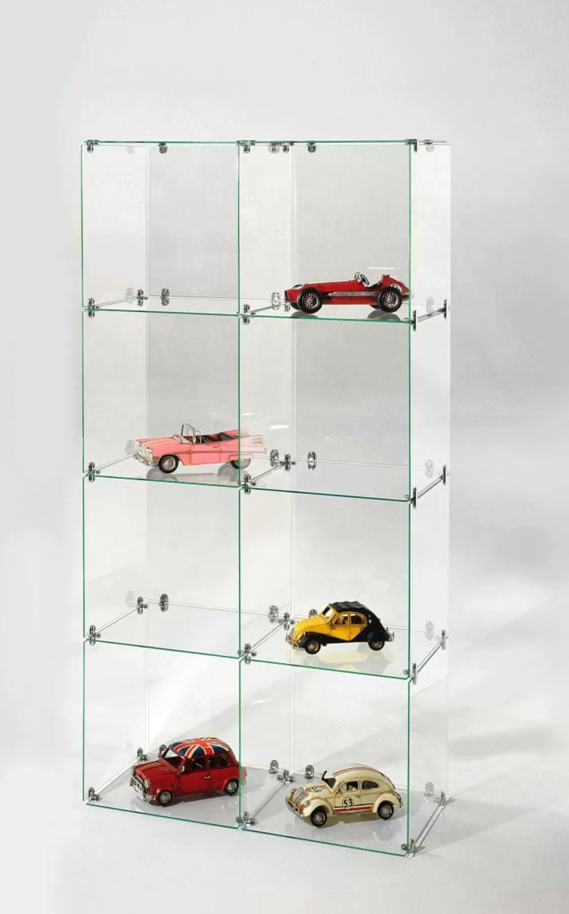 Expositores Para Tiendas>DecoWoerner Escaparate Cúbica De Vidrio De Bricolaje, Sin Paredes Traseras, Altura 165 Cm transparente