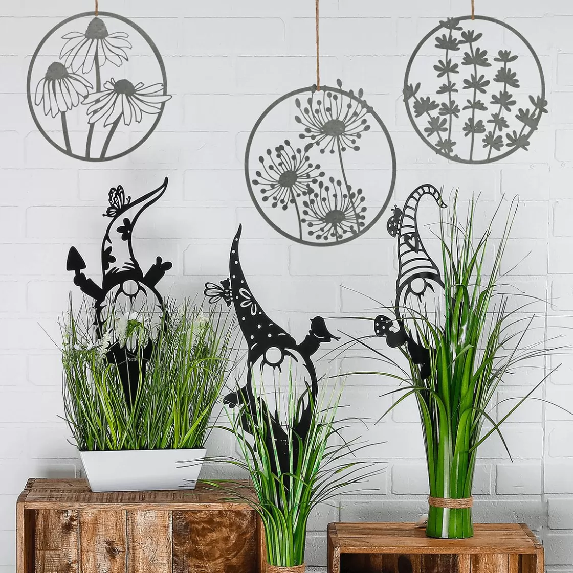 Decoración De Primavera>DecoWoerner Espiga De Tierra Enana De Metal, Negra, De 42 Cm De Altura negro