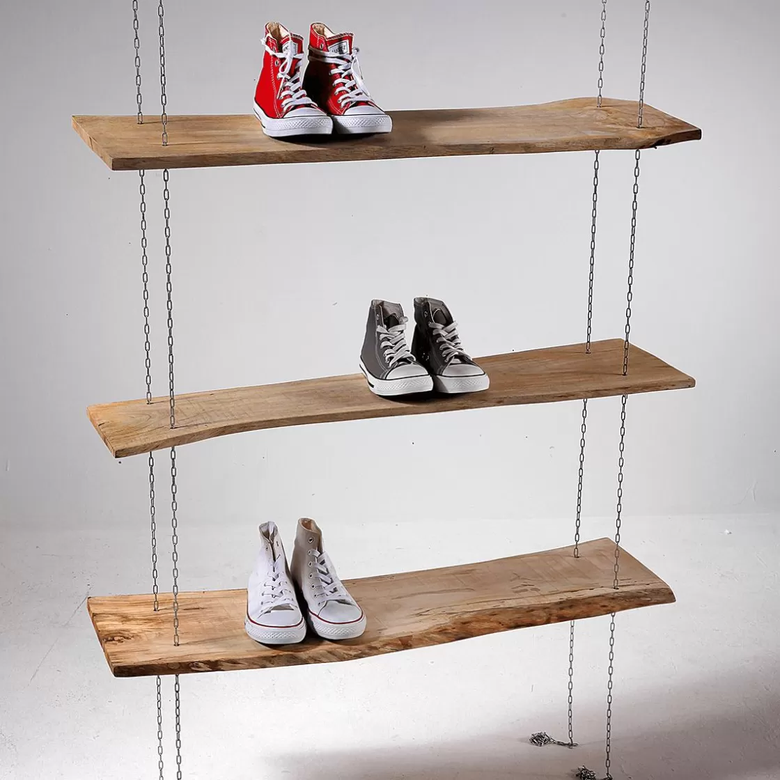 Expositores Para Tiendas>DecoWoerner Estantería De Pared Con Cadena 3 Piezas, 100 Cm De Ancho marrón